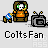 Pixel art character in brown hoodie with green eyes, orange shirt, blue shorts, holding a blue-and-white striped object next to a gray TV with yellow antennas.