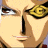A 48x48 pixel buddy icon featuring a split composition with an anime-style character face on the left and green text logo on the right against a dark background.