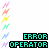 identical pixelated text blocks reading 'ERROR OPERATOR' with colorful diagonal lines on a white background