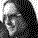 24 grayscale profile images showing a person with long dark hair in various poses and expressions, arranged in four of six