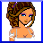Pixelated cartoon woman with brown hair and blue eyes in white dress next to pink background with "So Sweet" text.