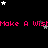 Pixelated animation with repeated pink text 'Make A Wish' on black background, scattered white and gray stars, and a gray rectangle in bottom-right corner.