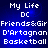 Blue background with white pixelated text reading "My Life DC" followed by "Friends&Gir D'Artagnan Basketball" in four identical