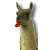 A 4-frame animated contact sheet showing a llama's head with tongue out in different positions across frames.