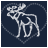White line-art moose inside a heart outline on dark blue background, with subtle animation changes