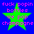 Green star with pink text on blue background, showing four identical of the phrase 'fuck popin bottles we pop champagne' in pixelated font
