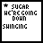 A 5x4 contact sheet of pixelated animated frames showing text-based animation with