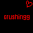Red pixelated heart symbol above two identical red text strings on black background.