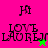 Animated icon with 'Hi' and 'LOVE LAUREN' text, alternating background colors between pink and green while a star changes color.