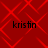 Red background with repeating diamond pattern and four instances of the text 'kristin' in black lowercase letters.