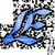 Animated contact sheet showing three sequential frames of a blue stylized letter 'E' with black and white dithered background, displayed in 2x2 grid layout on gray transparency.