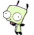 Green cartoon character with large white eyes and black limbs in multiple poses on gray background.