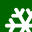 Four white snowflake icons arranged in a on solid green background, each with distinct branching patterns