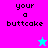 Pixelated text 'your a buttcake' on colored backgrounds with animated star icons.