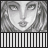 A grayscale anime-style face with long hair, showing subtle expression changes across a of