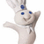 Animated icon of a smiling dough figure with blue eyes and a blue dot on its chef hat, waving with one arm raised.
