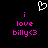 Pixelated heart symbol above pink text reading 'i love billy<3' on black background.