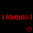 Red text and pixelated heart symbols on a black background with a gray corner overlay.