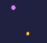 Pixelated abstract shapes in cyan, purple, yellow, red, and green on dark blue background with two distinct arrangements.