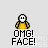 Pixelated character in yellow shirt with white face and black eyes, displaying multiple hand gestures beneath 'OMG! FACE!' text on light gray background.