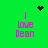 Green background with pink text "I love Dean" and pixelated symbols changing between heart, starburst, and dot cluster.