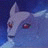 A 48x48 pixel buddy icon split into two sections: a blue-toned anime-style wolf head on the left and black background with white text on the right.