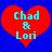 Two identical red heart-shaped icons with cyan text "Chad & Lori" on a blue background, displayed side-by-side in a contact sheet format.