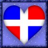 Heart-shaped icon with blue, white, and red quadrants on a light purple background with white speckles.