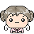 Pixel art character with light brown pigtails, pink cheeks, and a pink top, shown in four variations with differing eye and mouth expressions.