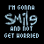 Animated contact sheet of a 4x3 grid showing sequential frames from an AIM buddy icon with text "I'M GONNA SMiL9 AND NOT GET HORRIED" where the word "HORRIED" alternates between light blue and white in each frame.