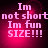 Pixelated text on a pink and black background with four identical showing "Im not short Im fun SIZE!!!" in white letters