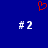 Red pixelated heart symbol above two white pixelated #2 symbols on solid blue background.