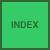 Green square with dark green border containing pixelated text 'INDEX' in the center.