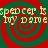 Red and green spiral background with repeated text 'spedcer is my name' in light green pixelated font across four quadrants.