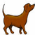 Brown dog stands facing right with tail up, next to text reading "I" and a red heart symbol above "my Weiner."