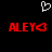 Pixelated red text 'ALEY' with a right-pointing arrow symbol, above which is a white pixelated heart outline on black background.
