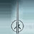 A pixelated circular icon with a peace symbol design on a gradient background.