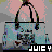 identical handbag icons with 'JUICY' text below each, displayed on a pink and gray background