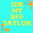 Yellow text on cyan background with orange square animations; four identical display "IDK MY BFF TAYLOR" and animated squares