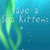 Animated sea kitten mascot in pixel art style with changing text and color variations against underwater background.