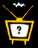 Yellow retro TV with antenna displays question mark, hash symbol, double exclamation marks, and asterisk on black background.