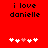 Red background with black text 'i love danielle' and five white hearts, one pink heart in the center.