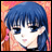 A 48x48 pixel buddy icon featuring a split composition with an anime-style character on the left and stylized text on the right, displayed as part of a contact sheet.