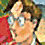 Animated sequence showing a character with brown hair and glasses in multiple poses against varied backgrounds including red, blue, green, and yellow elements.