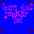 Blue background with pink text reading 'Lars (a2 Jupiter lol' and brown plus signs scattered across the image.
