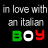 A contact sheet of three animated frames showing pixelated text "in love with an italian BOY" with varying letter colors across the frames, set against a black background with a gray transparency indicator on the right.