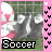 soccer-themed animated icons with pink borders, each displaying a blurred soccer ball on grass and the word 'Soccer' in black text