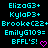 Cyan pixelated text on black background with pink heart symbol, repeated in two