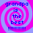 Four identical display a pink and light purple spiral background with blue text reading 'grandpa is the best' and multiple exclamation marks
