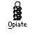 A contact sheet of 10 animated frames showing a pixelated stick figure with changing head shapes and star symbols on its body, labeled "Opiate" below each frame.